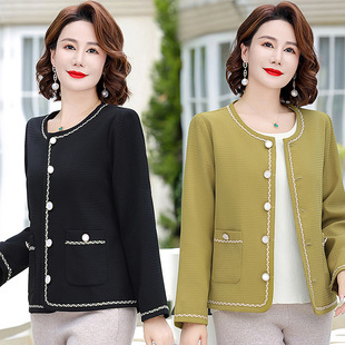 Mother's Short Suit Middle-aged Women's Elegant Chanel Style Top Middle-aged Spring and Autumn Western Style Noble Thin Jacket