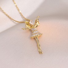 项链女 网红芭蕾舞女孩锆石小众时尚新款设计感吊坠气质钛钢项链