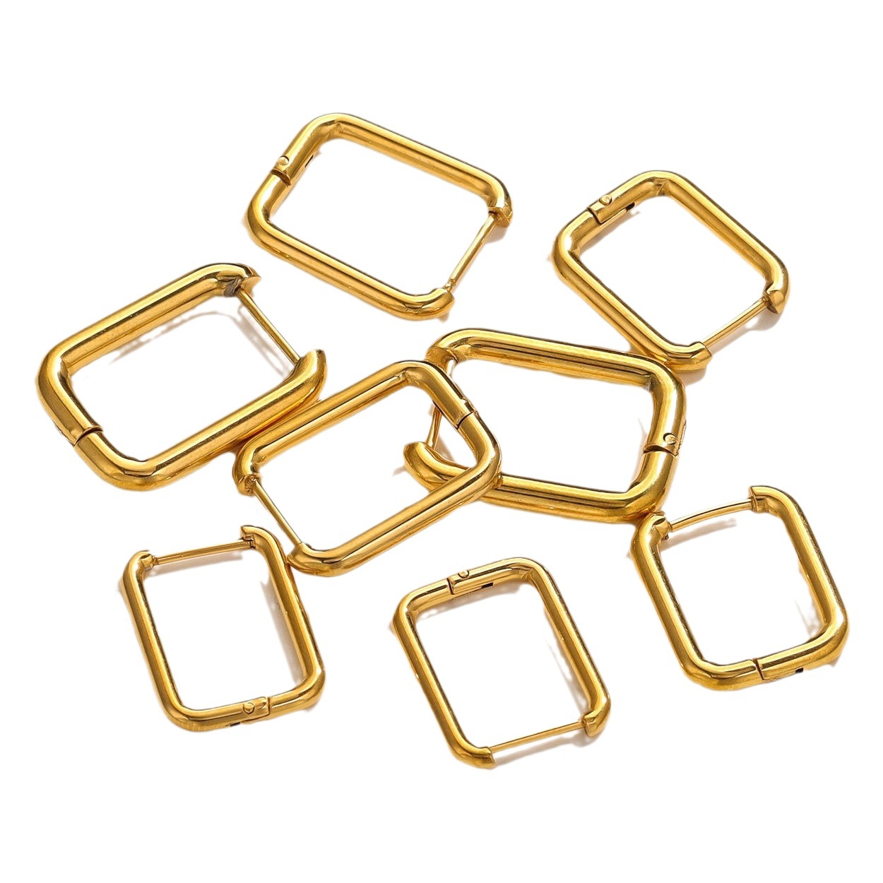 Titanio acero cuadrado oído hebilla simple moda brillante pendientes rectangulares DIY accesorios de la joyería impermeable vacío plateado joyería