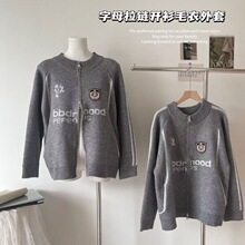 施奈球服风高领开衫毛衣 国潮牌宽松复古秋冬季针织衫拉链外套