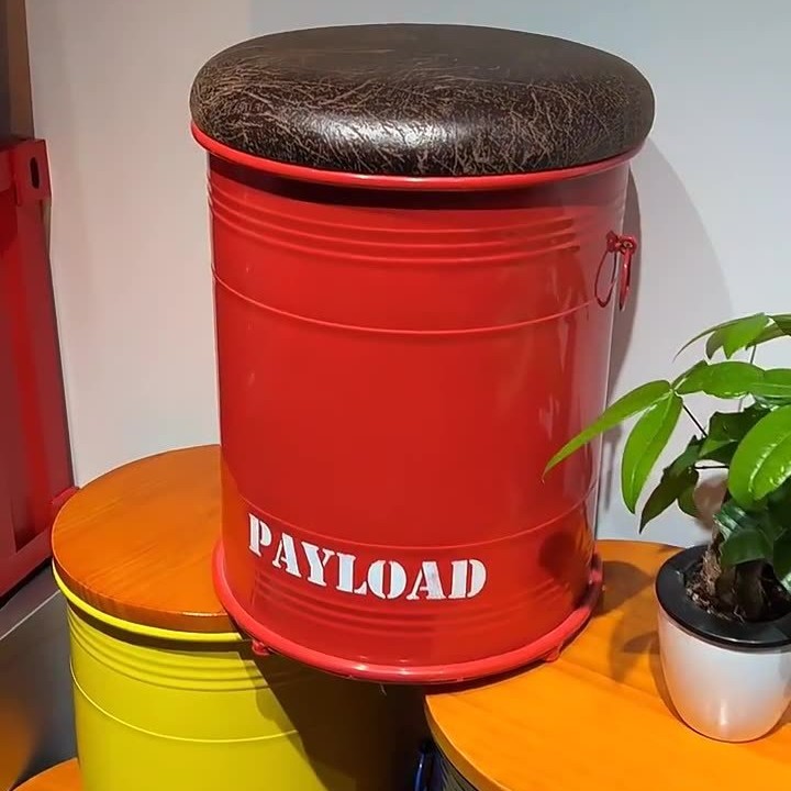 钓鱼桶一体成型美式加厚汽油桶吧椅复古做旧铁皮油漆桶酒吧椅创意