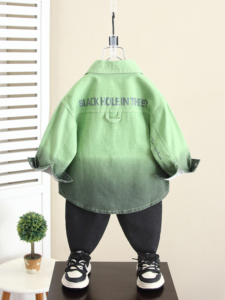 5895 Chaqueta de camisa de otoño para niños 2025 Nuevo estilo de estilo occidental para bebés Primavera y otoño Camisa de manga larga de moda para niños