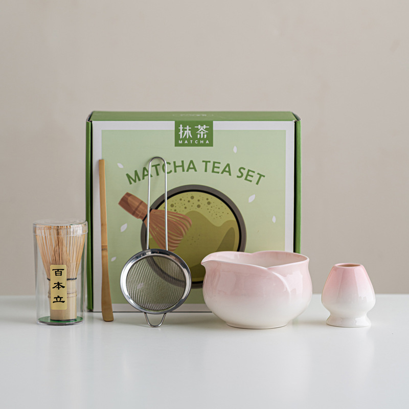 花朵花瓣抹茶碗笠套装五七件套茶筅刷子过滤百本立茶拨点茶工具|undefined