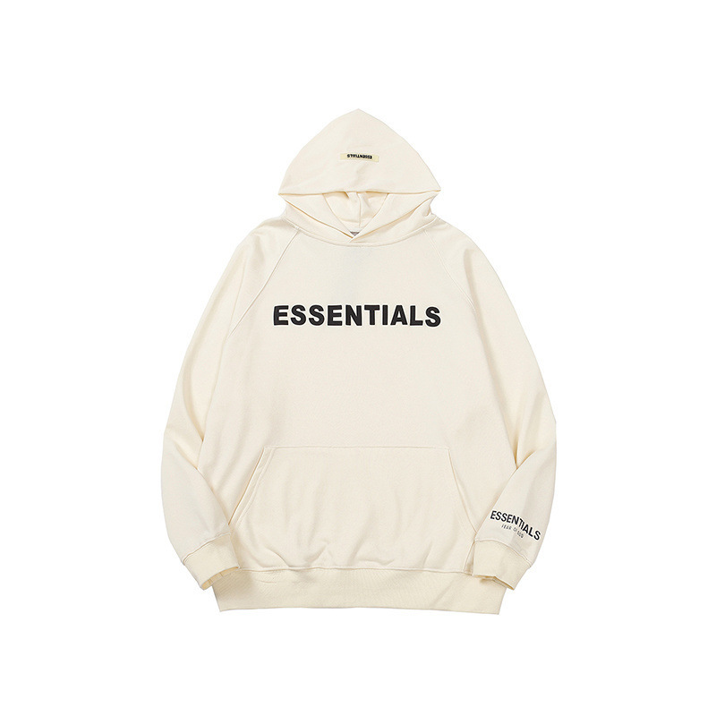 复线FOG ESSENTIALS字母压胶毛圈连帽卫衣男女情侣宽松外套 跨境|undefined