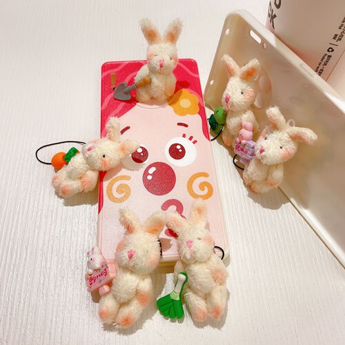 Creative hand-made bunny mobile phone rope pendant cute doll keychain plush doll claw machine jewelry wholesale