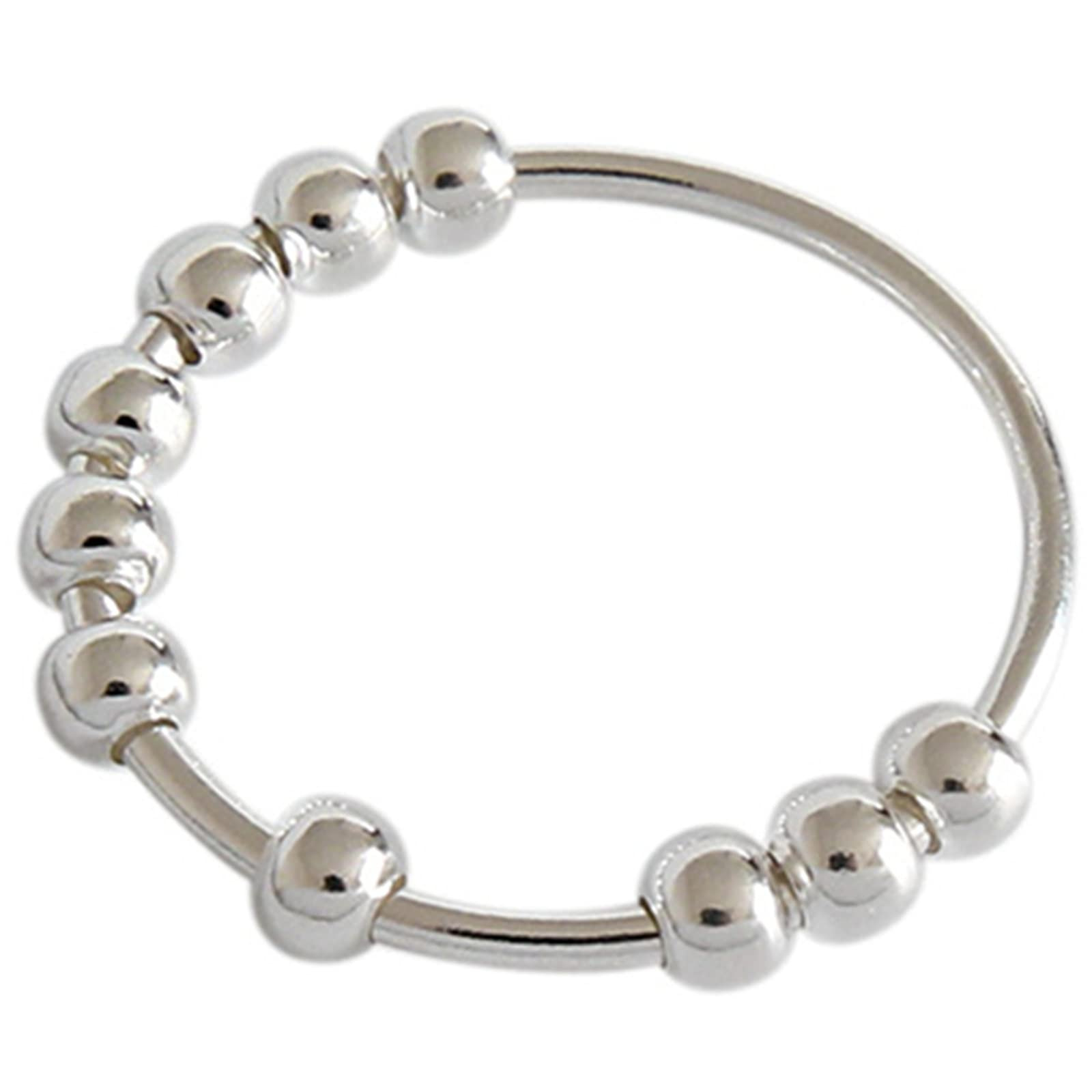 New European American Iron Material Adjustable Anxiety-relief Rotating Bead Ring, Cute Statement Knuckle Ring For Men_voghion.com