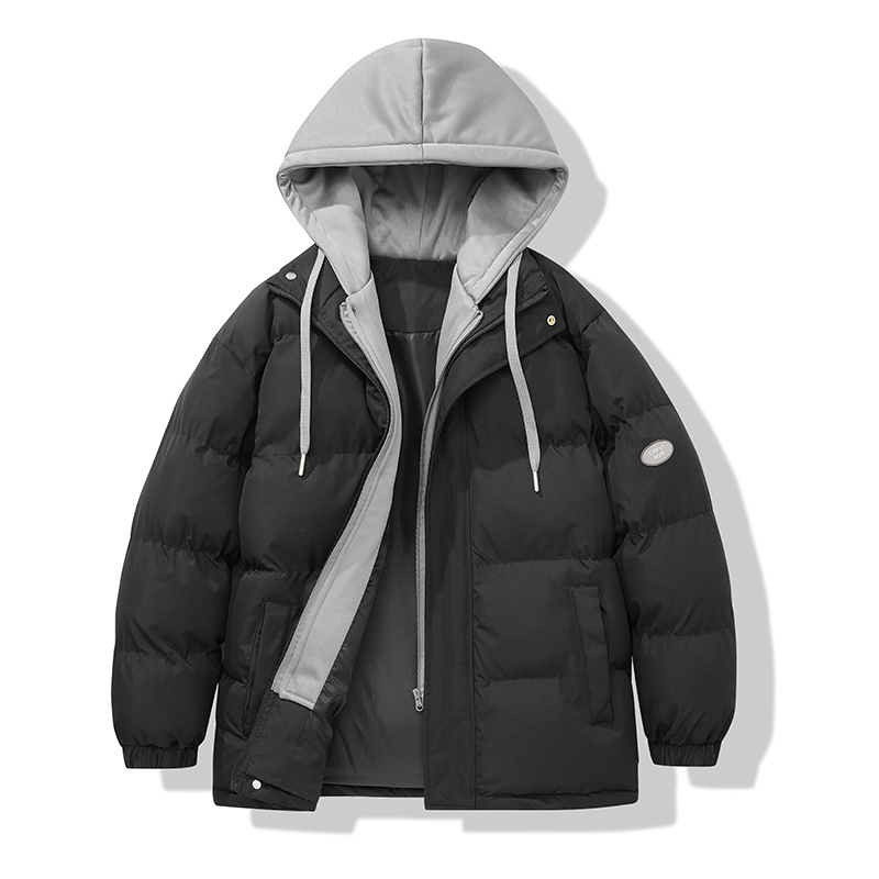 情侣羽绒棉服男女同款冬季加厚假两件棉衣冬装外套宽松大码棉袄子