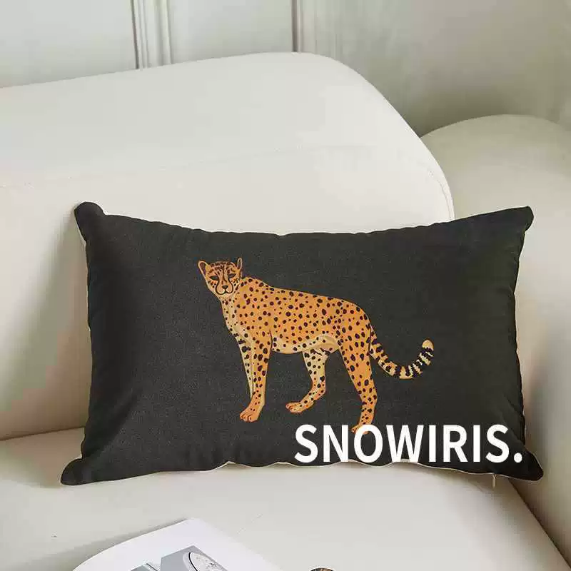 Pillow, retro sofa for bed, American style, leopard