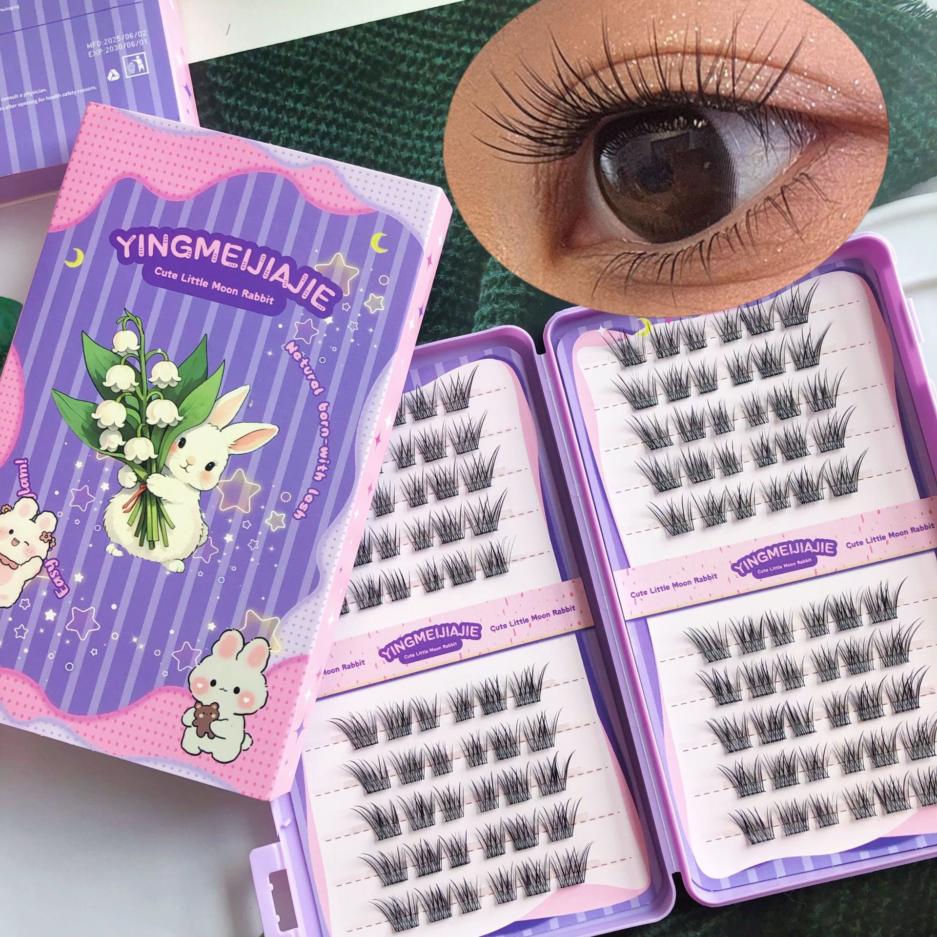 20 filas de paquete de caja de regalo de pestañas falsas transfronterizas, pestañas falsas densas, pestañas falsas sin pegamento.