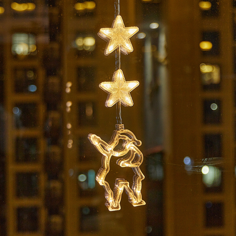 Nuevo estilo transfronterizo Navidad ambiente creativo LED ventosa decoración de la lámpara decoración del festival lámpara de estrella de cinco puntas colgante colgante image 13