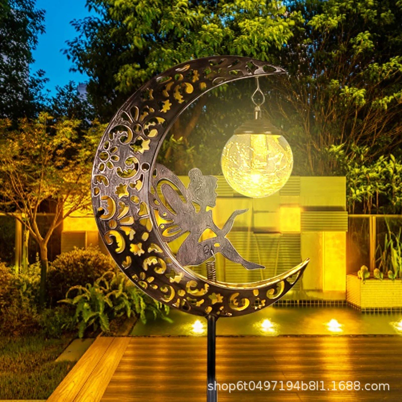 Трансграничная горячая солнечная лампа Moon Fairy lamp Железный цветок фея открытый сад газон наземный светильник садовый светильник