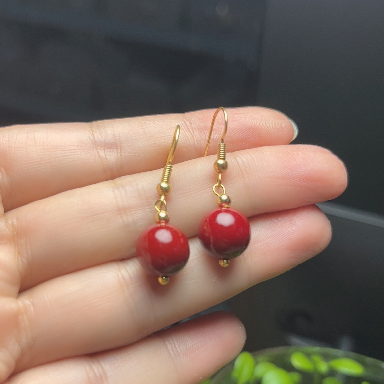 Cinabrio, arena de oro púrpura, joyería de tres piezas, cadena de torre de arena de oro púrpura, collar, pulsera, aretes, regalo para mamá