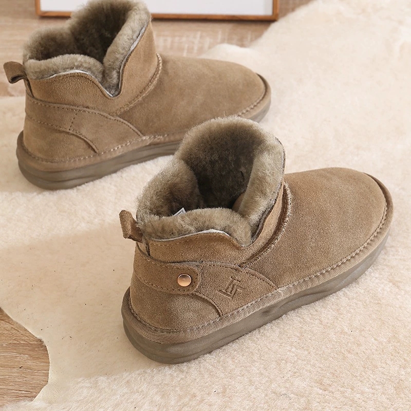 迦罗亚 Snow boots female 2024 new winter fur integrated plus velvet short tube low -skid warm cotton shoes