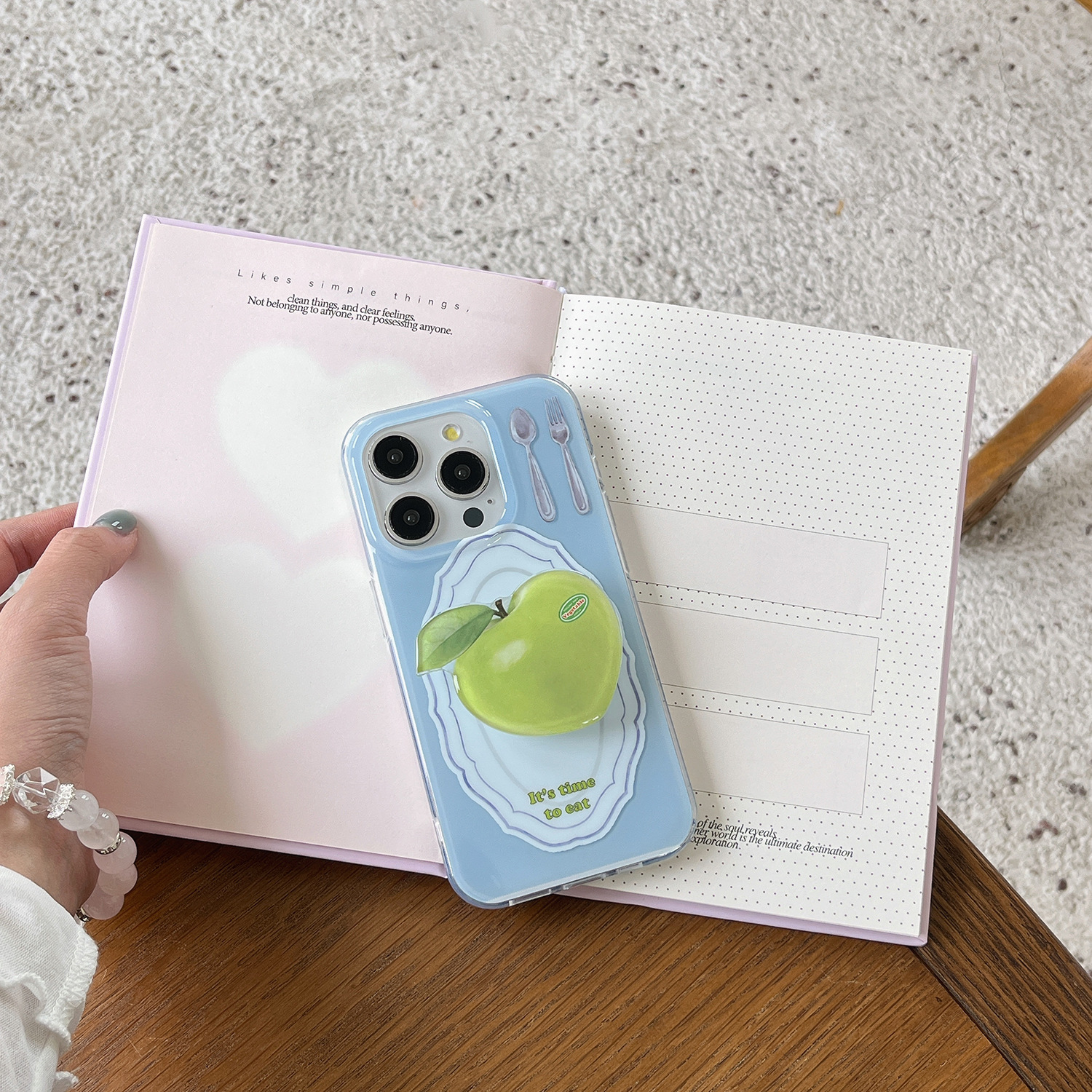 Fun nicho plato verde manzana para iPhone16 funda para teléfono móvil 15ProMax verano 14/13 nuevo 16Pro