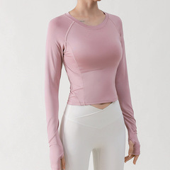 Wuxi Guiyi Autumn/Winter Long Sleeve Hooded Sportswear with Mesh Splicing Slim Fitness Breathable Top European and American Yoga Wear