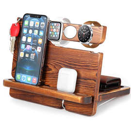 木质手机支架桌面创意收纳架多功能手表眼镜钥匙挂架饰品置物架