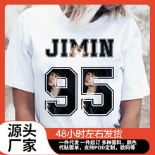JIMIN V JUNGKOOK Top印花t恤卡通动漫短袖女装wish/ebay