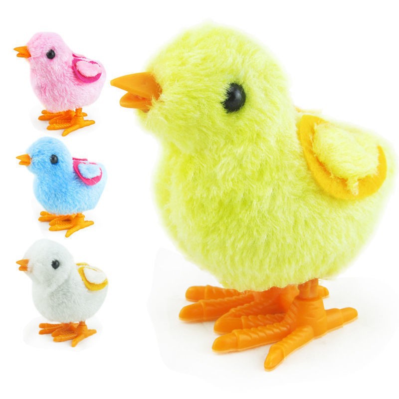 Pollito de cuerda que se mueve y salta, un juguete relajante para bebés, un juguete de peluche suave y realista para la generación pos-80, juguete infantil de puesto callejero.