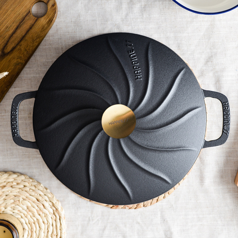 Xiaofeng26cm Luo falda olla de hierro fundido hogar olla de sopa olla de estofado no recubierto sartén antiadherente