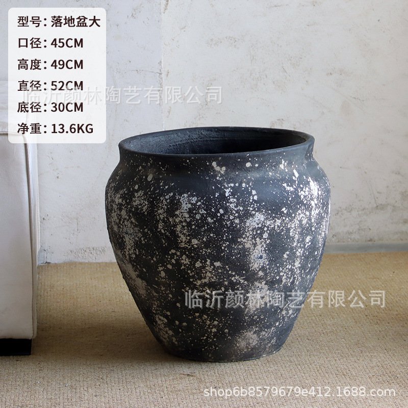 Retro cemento gran barro de barro jardín jardín verde gran maceta simple centro comercial decoración hotel decoración hecha