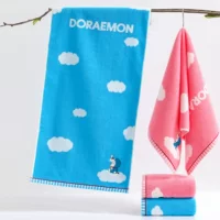 Полотенце из чистого хлопка Doraemon, мягкое и впитывающее хлопковое полотенце для лица, милое детское полотенце с героями мультфильмов, бытовое банное полотенце
