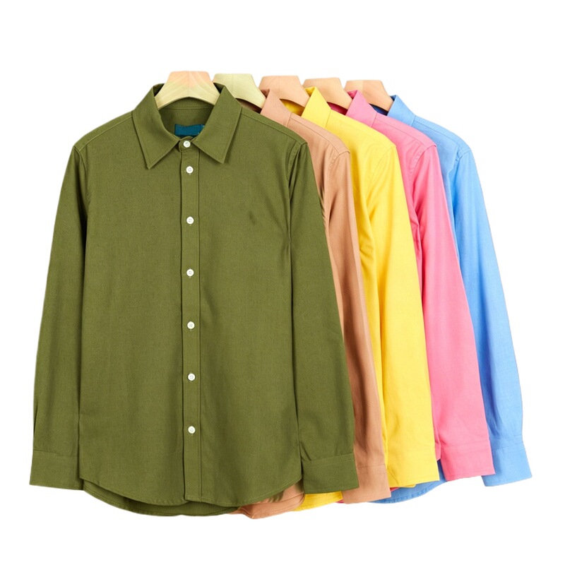 American Women's Embroidered Linen Long-Sleeve Shirt with Turn-Down Collar and Buttons, Multi-Color Versatile Top for Women