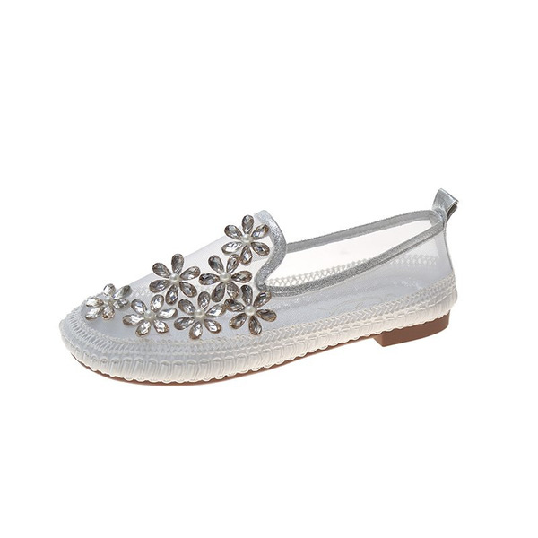 Summer mule with rhinestones flat