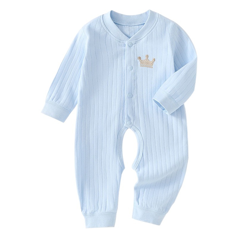 Mono para bebé, ropa sin costuras para primavera y otoño, ropa de recién nacido de algodón puro Clase A, ropa interior para bebé con abertura en la entrepierna, pijamas de estilo coreano de manga larga