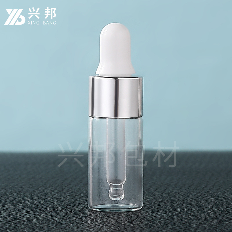 En stock botella cuentagotas 2ml 3ml 5ml botella de vidrio transparente esencia pequeña botella de muestra botella de líquido original botella de aceite esencial sub-botella