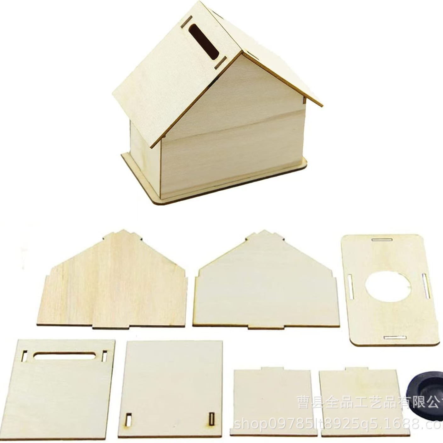 Hucha de madera en blanco de bricolaje Chalet niños pintados a mano bricolaje hacer caja de dinero en forma de casa de madera