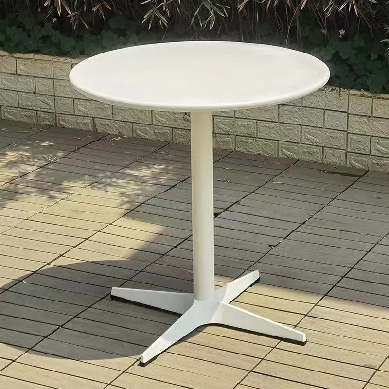Mesa redonda de acero al carbono impermeable para exterior, balcón, bar o restaurante
