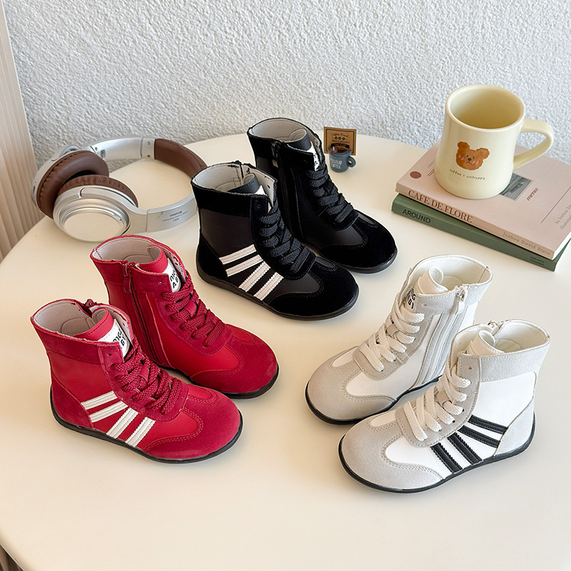 Korean Style Children's Shoes 2026 Autumn and Winter Children's Casual High Boots for Girls, Medium and Large Children's Casual Single Boots, Boys' Boots