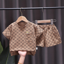 兒童服裝新款小眾設計感圖案套裝圓領舒適韓版寶寶套裝廠家批發