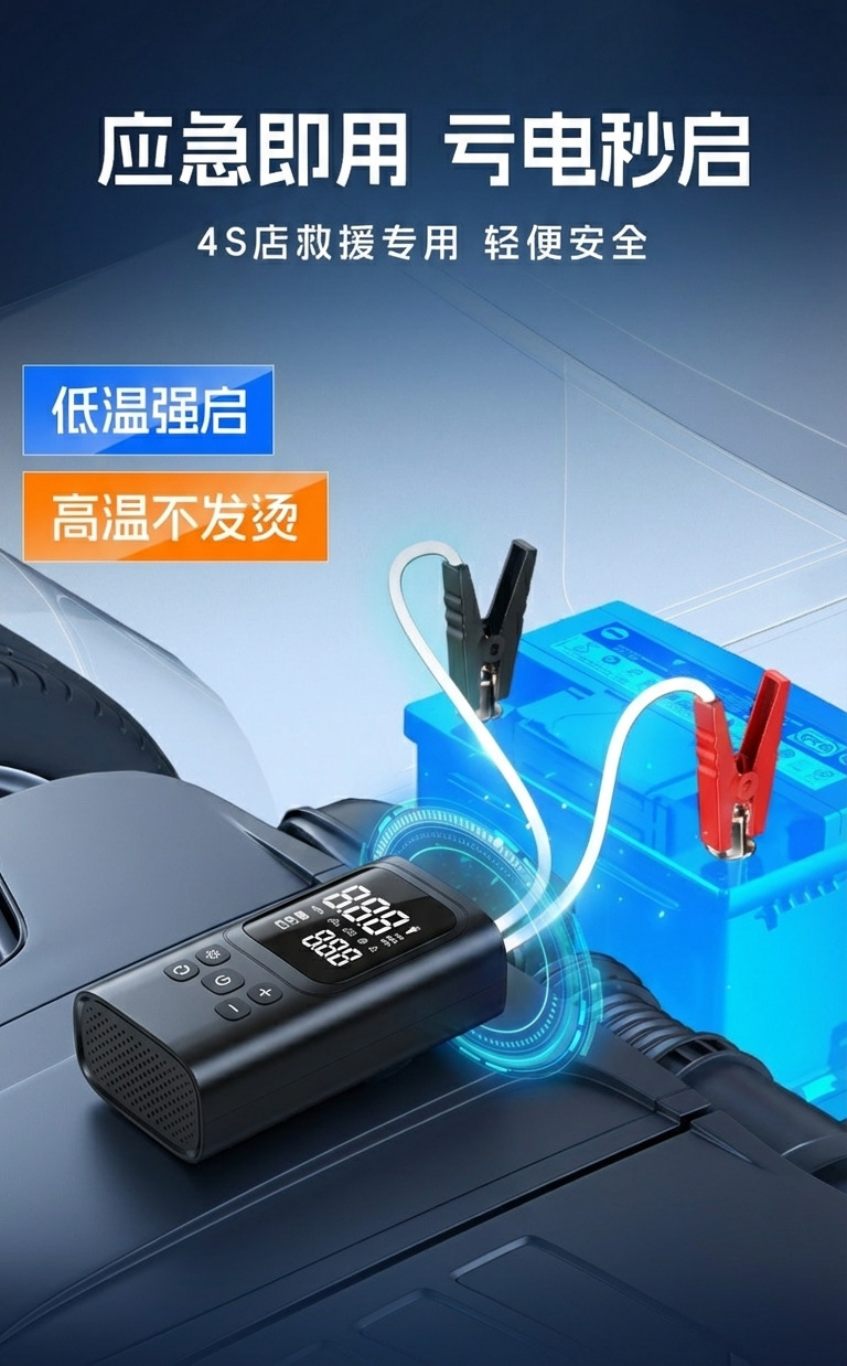 Portable Car Air Pump, Car Tire Electric Inflator, Power Bank All-In-One Machine, Emergency Starting Power Supply