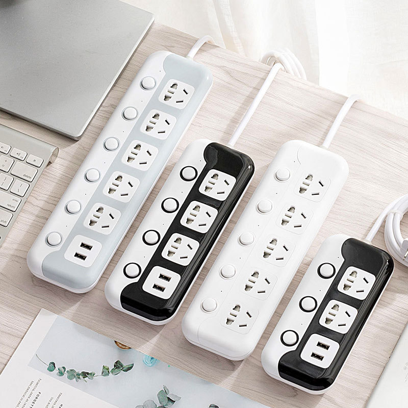 分控插排独立开关USB充电插座排插拖插接线板多功能家用电源插板
