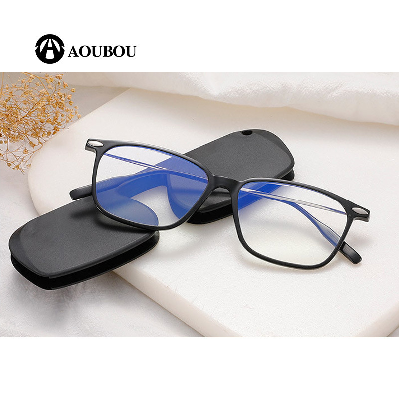 Cross-Border Elegant Portable Ultra-Thin Anti-Blue Light Square Reading Glasses with Case for Bags, Lightweight for Men and Women