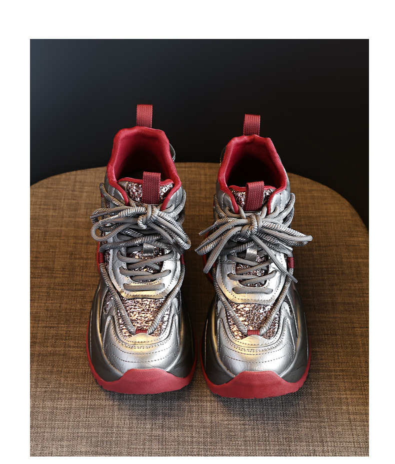Giày sneaker nữ đế dày tăng chiều cao phong cách châu Âu — Màu đen chi tiết 22