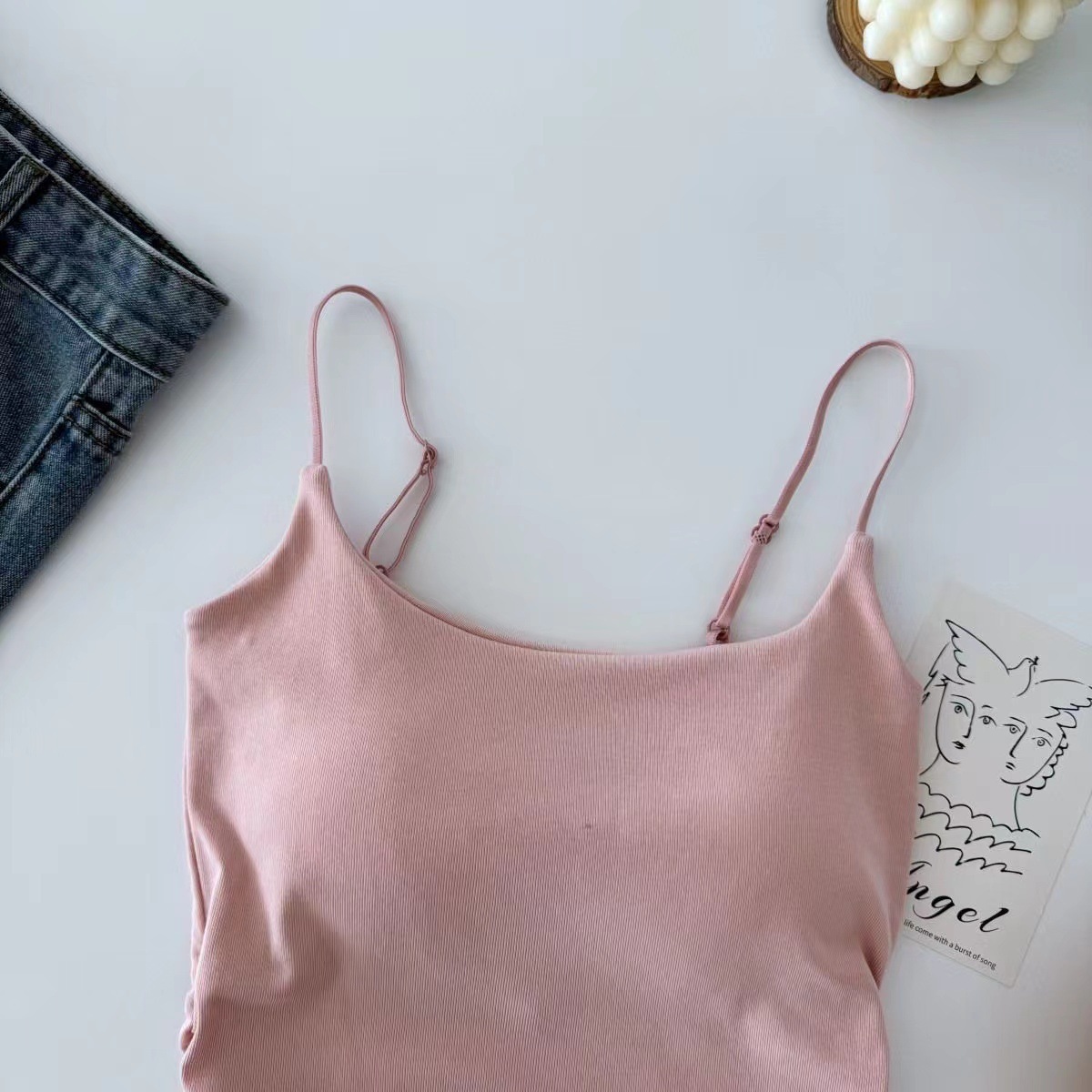 140g Weight Cotton Spandex Fabric Type Regular Top Length Camisole Tops Type Holiday, Daily Occasion Strap Neckline Slim Fit Type Solid Color Pattern Summer Season Women's Gender Pleated Design Casual, Streetwear Style Wholesale Women's Casual Streetwear Solid Color Pleated Tank Tops 9
