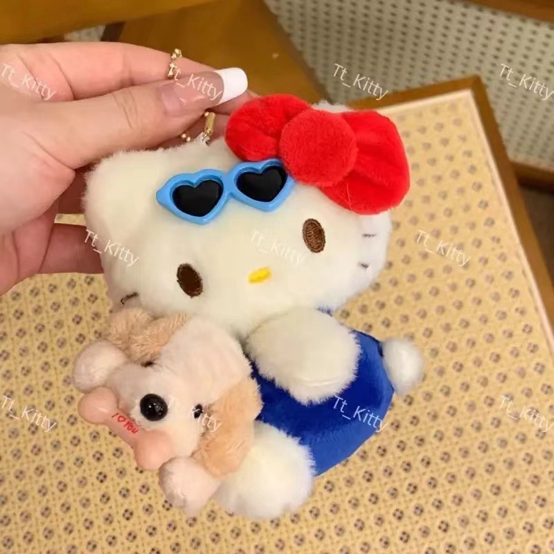 黑色草帽kitty帽宝宝挂件爱心扣公仔玩偶可爱赫本风挂饰钥匙扣|undefined