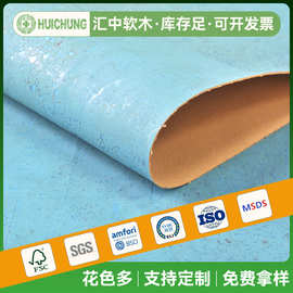 东莞厂家软木皮革定制软木纹实木印花pu人造桌布染色面包纹软木布