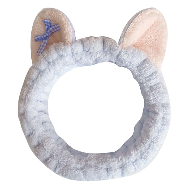 Corea del Sur dulce gato oído pelo banda mujeres spa cara máscara pelo banda Plaid arco pañuelo accesorios para el cabello