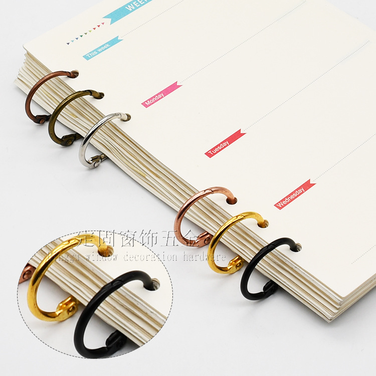 Anillo de tarjeta abierta de bricolaje anillo de encuadernación móvil tienda de hardware muestra anillo colgante hebilla anillo de tarjeta de anillo de libro de almacenamiento negro