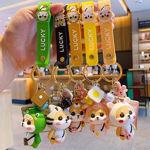 Official Cartoon Chai Xiaohu Keychain for Girls, Cute Trendy Fashion Deco Polished Chihuahua Rabbit Keychain Bag Hook