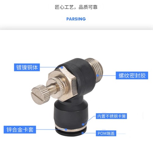 气动节流阀可调气管接头SL4-M5调速调节气阀sl6-01气缸配件