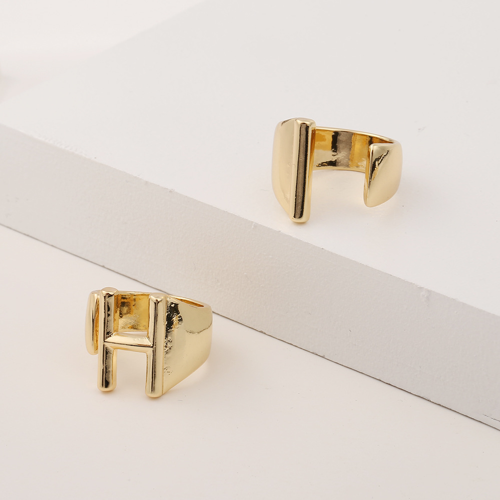 5g Weight Birthday Occasion Copper Material Letter Pattern Unisex Gender Fashion Style Fashion New Style Copper 26 English Letter Ring 4