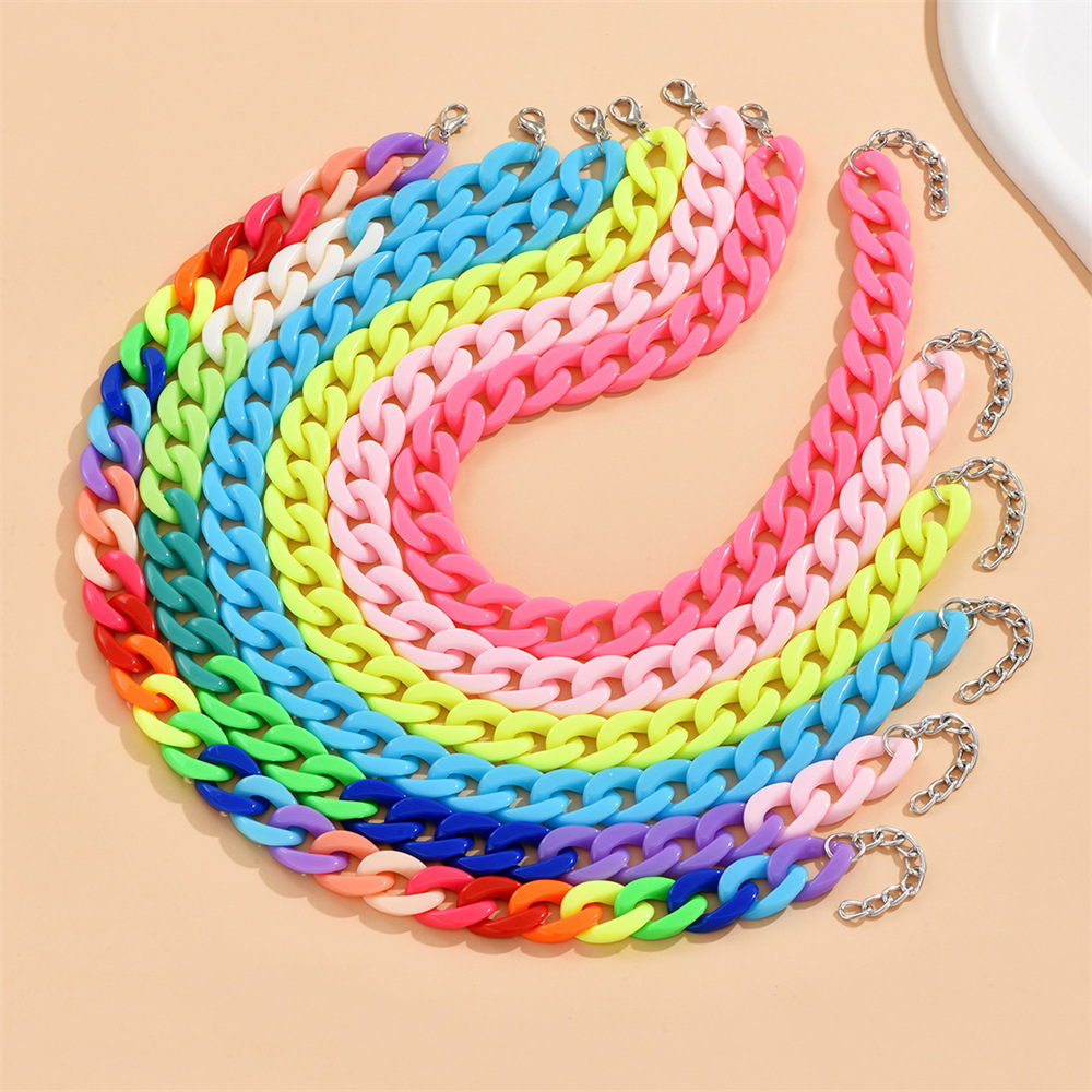 32g Weight Necklace Classification Casual Simple Style Solid Color Arylic Chain Necklaces Wholesale