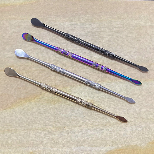 Stainless steel tincture spoon pipe mouthpiece tincture oil digging spoon cleaning tools candle carving double-headed engraving pressing stick tincture spoon