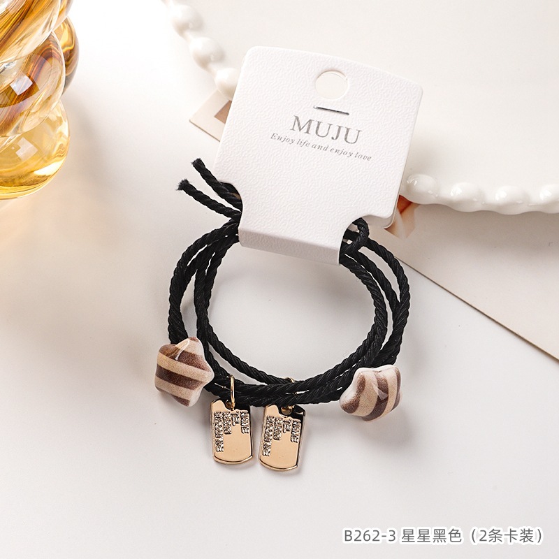 [Carga de tarjeta] sensación de alto nivel coreano de cabello de código de barras de moda de alta elasticidad de cabello anillo de cabello correa de cola de caballo