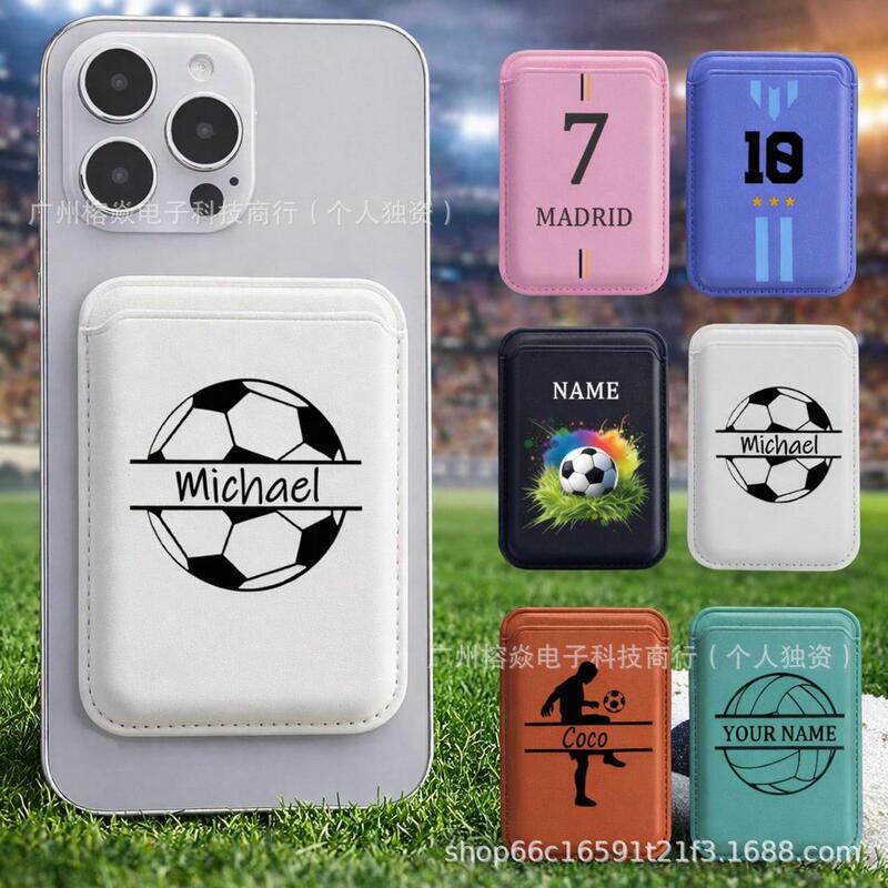 New Football Team Magsafe Mobile Phone Case Accessories Magnetic Card Holder Suitable for Apple iPhone Leather Card Holder Pu