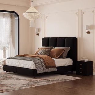 Italian New Leather Simple Double Modern Double Bed Bedroom Home Master Bedroom Wedding Bed Leather Art Bed Light Luxury High-end